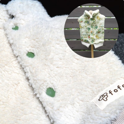 もこもこボアベスト　ドッグウェア　Mサイズ　ホワイト　犬用　ハンドメイド　fofodog