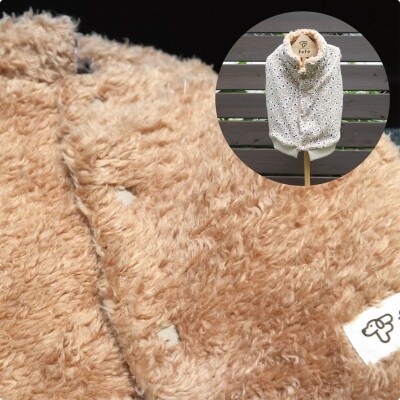 もこもこボアベスト　ドッグウェア　Mサイズ　キャメル　犬用　ハンドメイド　fofodog
