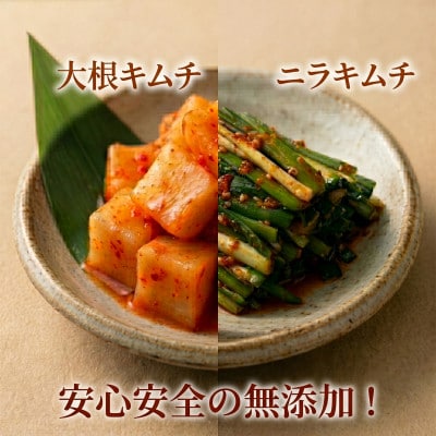 本場韓国の味!4種のキムチ詰め合わせ(白菜・きゅうり・大根・ニラ)各1パック　国産野菜使用!