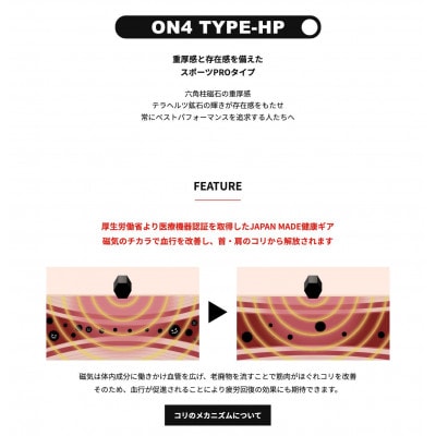 ON4　オンフォー TYPE-HP TERA　スポーツPROタイプ 磁気ネックレス 【管理医療機器】
