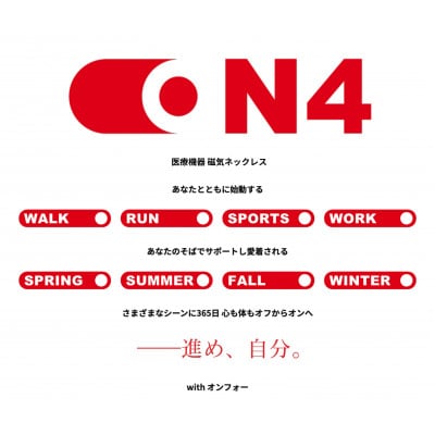 ON4　オンフォー TYPE-C クリア　タイリッシュ軽量 磁気ネックレス 管理医療機器
