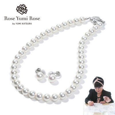 【RoseYumiRose】9mm&10mmパール2点セット(ネックレス/イヤリング)ホワイト