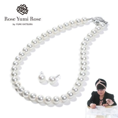 【RoseYumiRose】9mm&10mmパール2点セット(ネックレス/ピアス)ホワイト