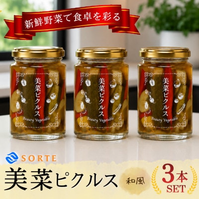 ご飯のお供や箸休めに!利尻昆布の極上ダシと赤穂の塩が野菜の旨みを引き出す、美菜ピクルス(和風)3本