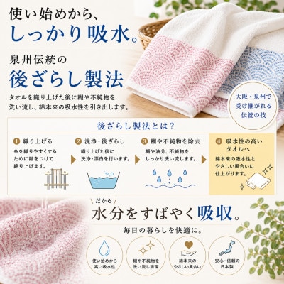 泉州タオル さざ波 フェイスタオル2枚 バスタオル1枚 日本製 吸水 速乾