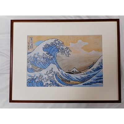 伊勢型紙額　富嶽三十六景色　神奈川沖浪裏