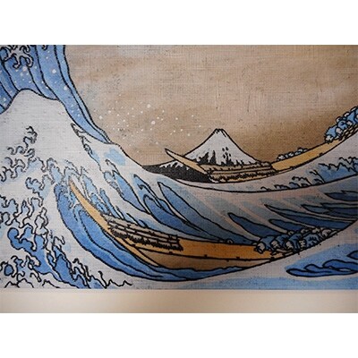 伊勢型紙額　富嶽三十六景色　神奈川沖浪裏