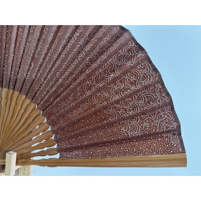 伊勢型紙 小紋扇子【寄せ小紋・花と波】