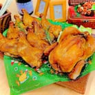 【クリスマス限定12月中頃発送】鶏丸焼きスモーク1羽(約800g)と骨付きモモスモーク2本x4袋