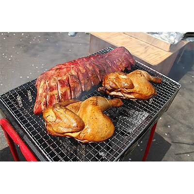 【4月発送】スペアリブスモーク約650g×1個、半丸チキンスモーク約400g×2個のセット