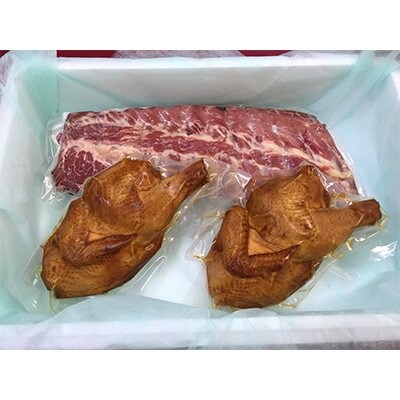 【4月発送】スペアリブスモーク約650g×1個、半丸チキンスモーク約400g×2個のセット