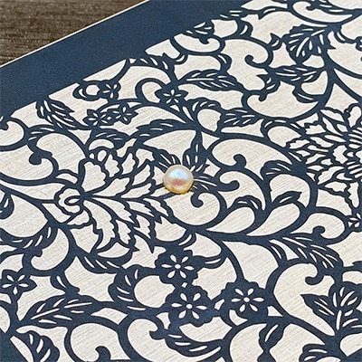 伊勢型紙と伊勢真珠の文庫箱【アラベスク】藍色-BLUE-収納　卓上整理