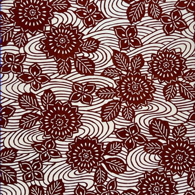 伊勢型紙のフロアーランプ【流水に菊・花水木】