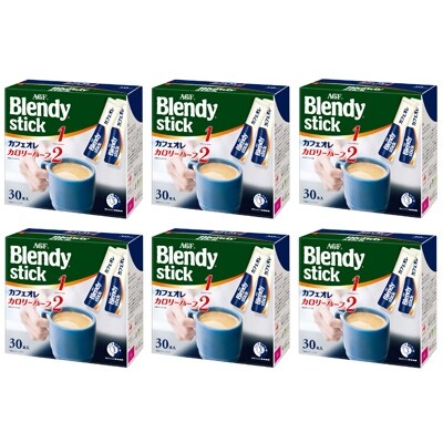 AGF　Blendyブレンディスティック　カフェオレカロリーハーフ30本×6箱