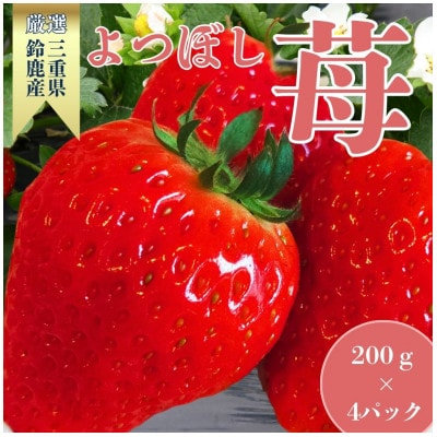 2026冬先行予約!よつぼし　いちご　     200g×4パック　三重県　鈴鹿市産