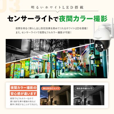 監視・防犯カメラ 屋外 ソーラー パンチルト 300万画素 たいよう君 白 WTW-E1212W