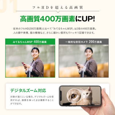 屋外監視・防犯カメラ ソーラーだから電源不要 バッテリー12,000mAh WTW-WSP12