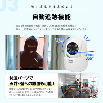防犯・監視カメラ 見守りペットカメラにも 屋外屋内 みてるちゃん123 WTW-W2858Y
