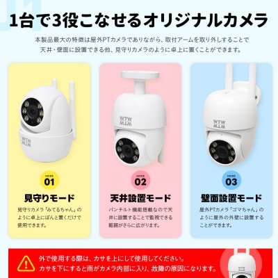 監視・防犯カメラ 見守りペットカメラにも 屋外屋内 みてるちゃん123 W2858Y 32GBSD付