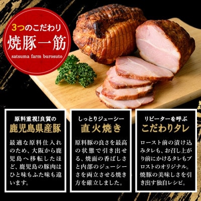鹿児島県産の焼豚小ブロック計600g(約300g×2P)