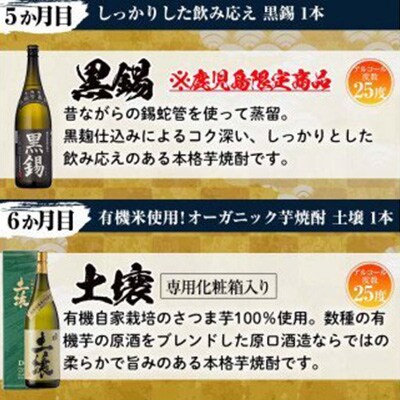 2023年5月発送開始『定期便』原口酒造の厳選芋焼酎定期便Aコース(1800ml×6本)全6回