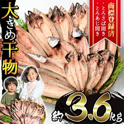 大きめ干物詰合せ 計3.6kg!【みのだ食品】No.406-B