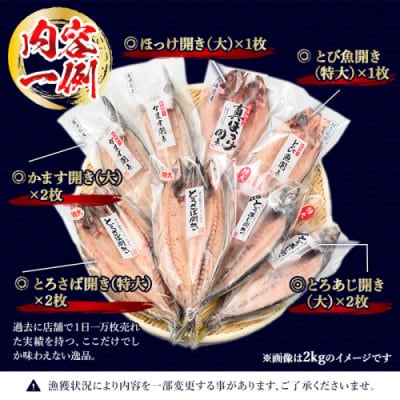 大きめ干物詰合せ 計2.0kg! 【みのだ食品】	No.406-A