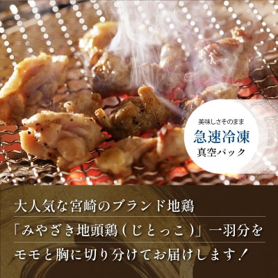 【認定農家直送】のびのびと育てたみやざき地頭鶏の生肉セット(モモ肉・ムネ肉)合計1kg