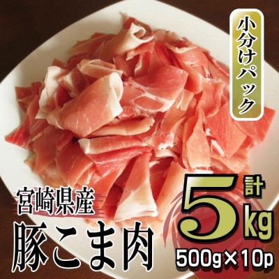 宮崎県産豚こま 計5kg(500g×10パック) 便利な個包装 【KU231】