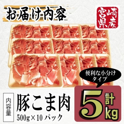 宮崎県産豚こま 計5kg(500g×10パック) 便利な個包装 【KU231】