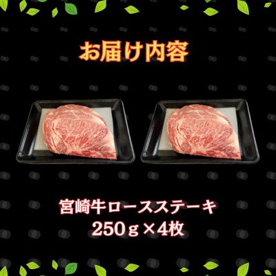 宮崎牛ロースステーキセット 計1kg (250g×4)(串間市)