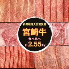 【毎月定期便】内閣総理大臣賞受賞の宮崎牛!計2.55kg(串間市)全6回