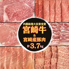 【毎月定期便】内閣総理大臣賞受賞の宮崎牛と宮崎産豚肉 計3.7kg(串間市)全6回