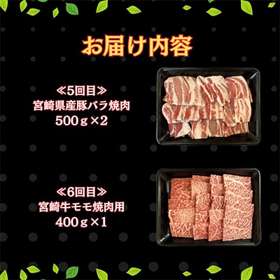 【毎月定期便】内閣総理大臣賞受賞の宮崎牛と宮崎産豚肉 計3.7kg(串間市)全6回