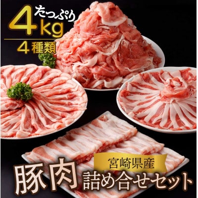宮崎県産 豚肉詰め合わせセット 合計4kg(串間市)