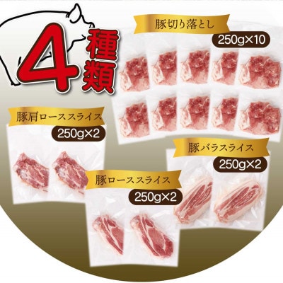 宮崎県産 豚肉詰め合わせセット 合計4kg(串間市)