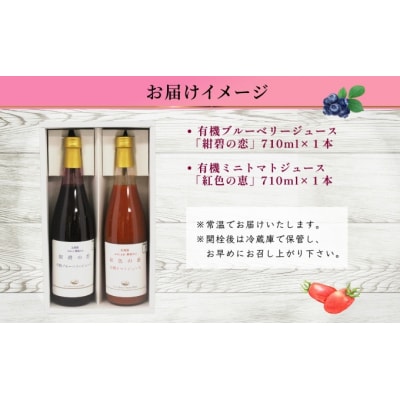有機ブルーベリー・ミニトマトジュース飲み比べ710ml×2本[No.5613-0855]