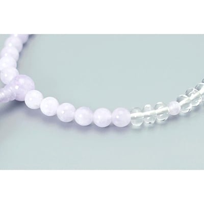 【京念珠】 藤雲石 7mm玉 七条水晶 銀花カガリ房【土屋念珠店/女性用/念珠/略式/3732】