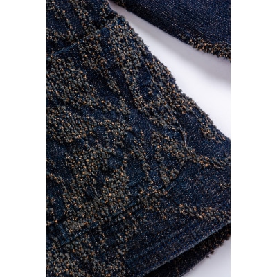 ワラカット楓柄刺繍ジャケット(42・インディゴ)
