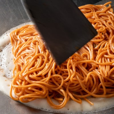 【5枚セット】平の家お好み焼き「そば肉玉シングル(辛麺)」