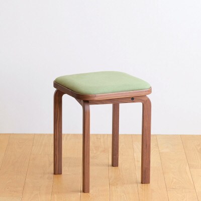府中市の家具　コッコスツール　ウォールナット材/生地:ラムース(グリーン)(組み立て式)