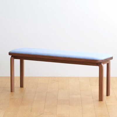 府中市の家具　コッコベンチ　ウォールナット材/生地:ラムース(スカイブルー)(組み立て式)