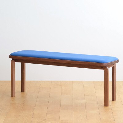 府中市の家具　コッコベンチ　ウォールナット材/生地:ラムース(マリンブルー)(組み立て式)