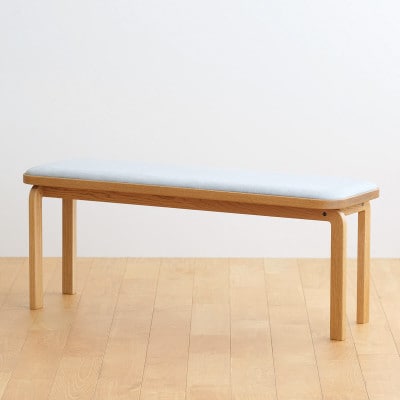 府中市の家具　コッコベンチ　オーク材/生地:ラムース(ライトグレー)(組み立て式)