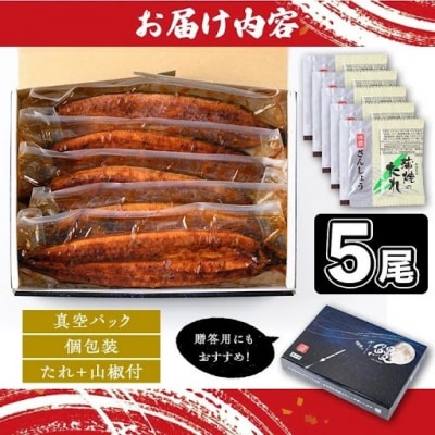  うなぎ蒲焼・大(有頭)(5尾・計800g以上、タレ、山椒付)  　C57003