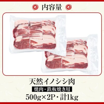 天然イノシシ肉!焼肉鉄板焼用(500g×2P計1kg)　A59003