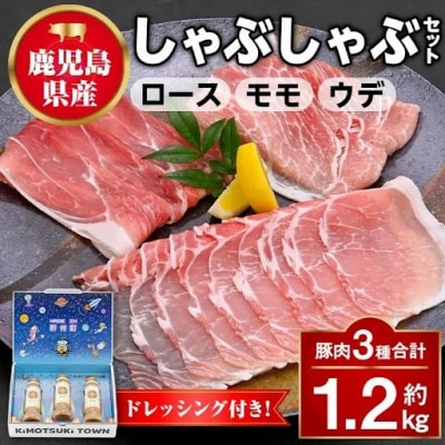 鹿児島県産豚ロース モモ ウデ しゃぶしゃぶセット(約1.2kg) ドレッシング付き　W05007