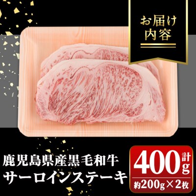 〈A4〜5等級〉鹿児島県産黒毛和牛サーロインステーキ(計約400g・約200g×2枚)　A01010