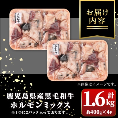 鹿児島県産黒毛和牛ホルモンミックス (計約1.6kg・約400g×4P)【新村畜産】　A01008