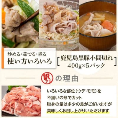 かごしま黒豚小間切れ肉ミックス(2.5kg・500g×5パック)　A02041